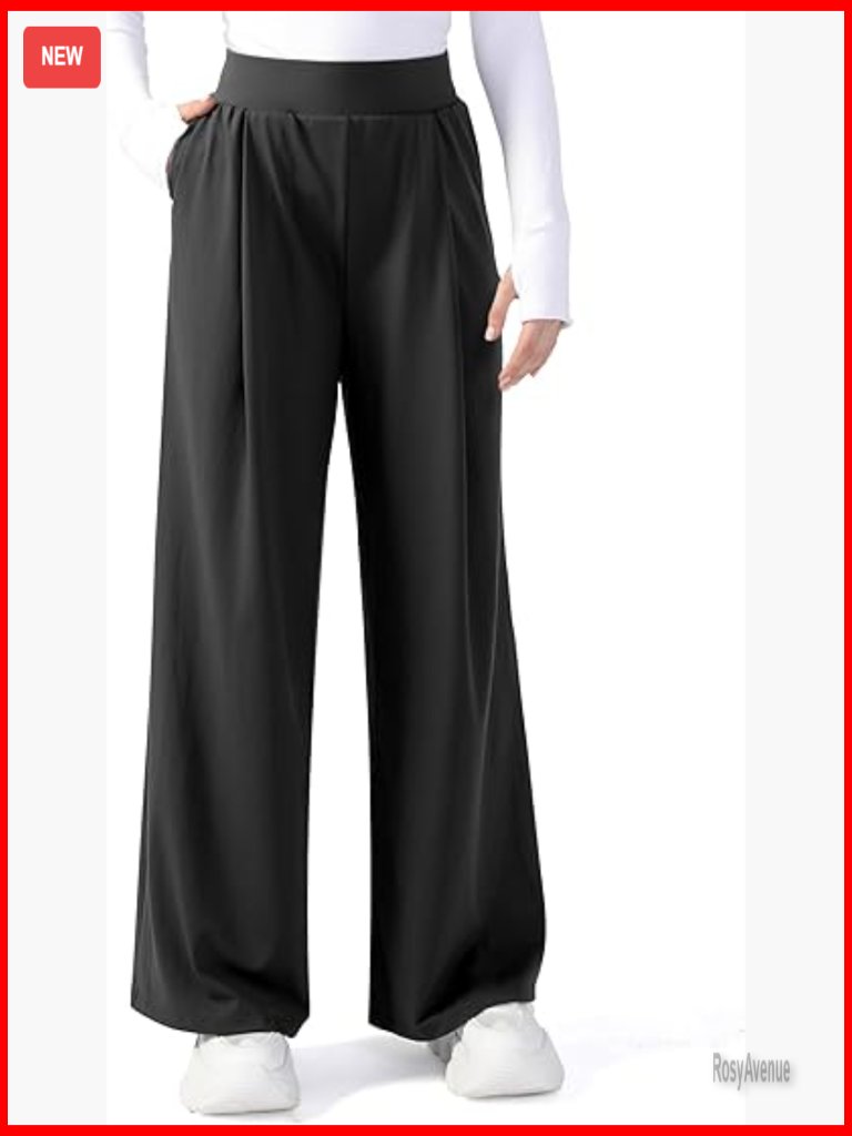 Wide Leg Yoga Dress Pants High Waist Pull On Work Trousers Buttery Soft